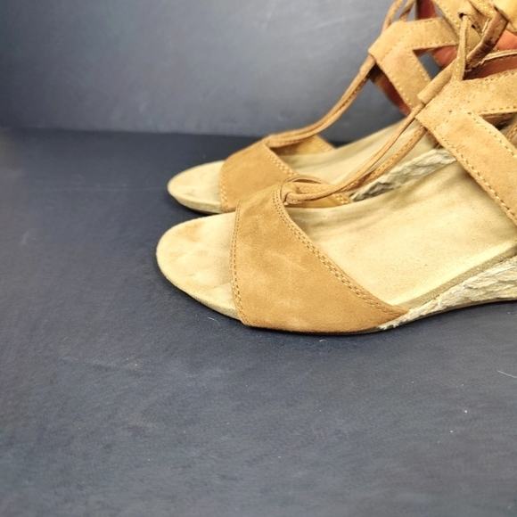 Vionic Tansy Wedge Espadrille Agave Brown Leather Strappy Sandal Women's Size 7 - Picture 7 of 11